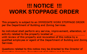 Work Stoppage Order
